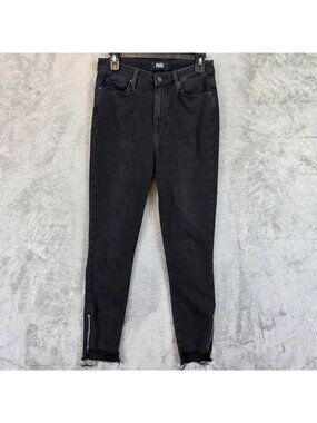 Paige Margot Crop Jeans Womens 28 Black Fog Charcoal Wash High Rise Ankle Zip